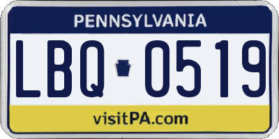 PA license plate LBQ0519