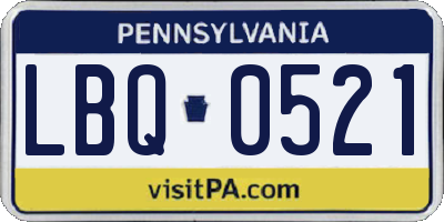 PA license plate LBQ0521