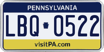 PA license plate LBQ0522