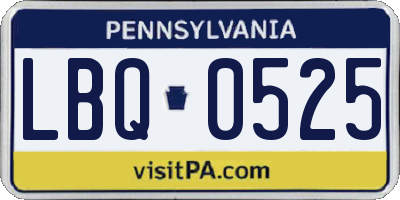 PA license plate LBQ0525