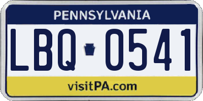 PA license plate LBQ0541