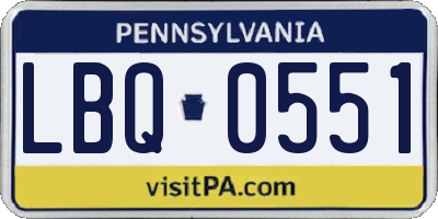 PA license plate LBQ0551