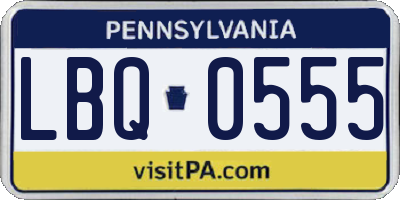 PA license plate LBQ0555