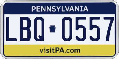 PA license plate LBQ0557