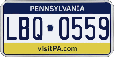 PA license plate LBQ0559