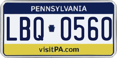 PA license plate LBQ0560