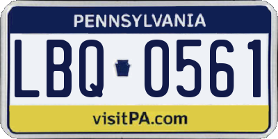 PA license plate LBQ0561