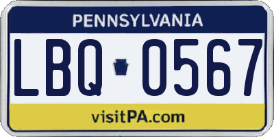 PA license plate LBQ0567