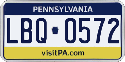 PA license plate LBQ0572