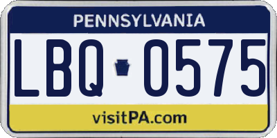 PA license plate LBQ0575