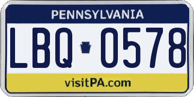 PA license plate LBQ0578