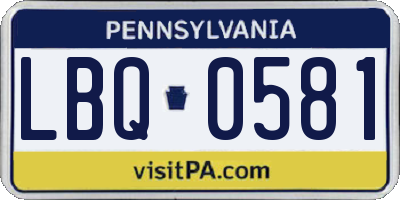 PA license plate LBQ0581