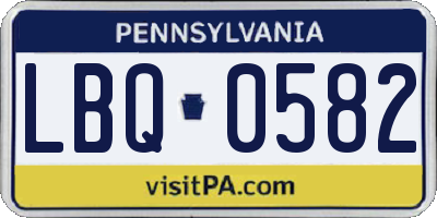 PA license plate LBQ0582