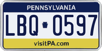 PA license plate LBQ0597