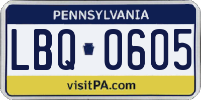 PA license plate LBQ0605