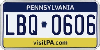 PA license plate LBQ0606