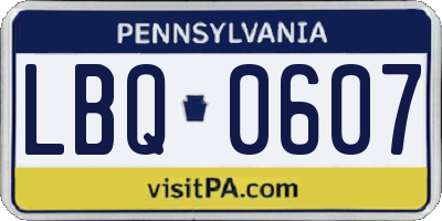 PA license plate LBQ0607