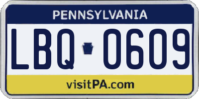 PA license plate LBQ0609