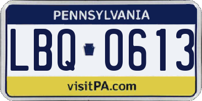 PA license plate LBQ0613