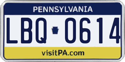 PA license plate LBQ0614