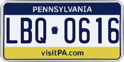 PA license plate LBQ0616