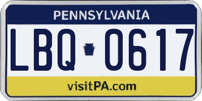 PA license plate LBQ0617