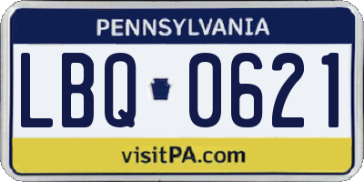 PA license plate LBQ0621