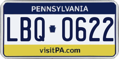 PA license plate LBQ0622