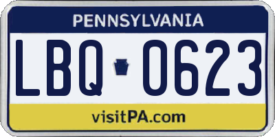 PA license plate LBQ0623