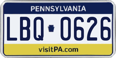 PA license plate LBQ0626