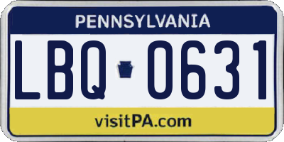 PA license plate LBQ0631