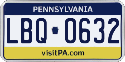 PA license plate LBQ0632