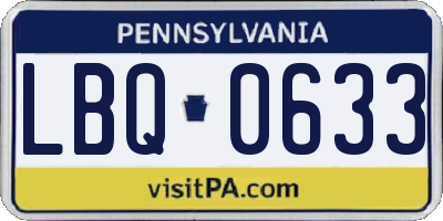 PA license plate LBQ0633