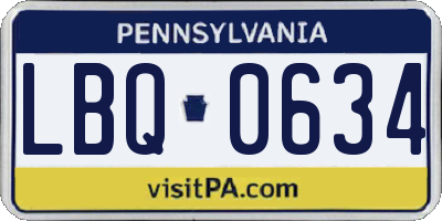 PA license plate LBQ0634