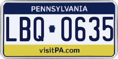 PA license plate LBQ0635