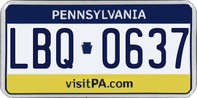 PA license plate LBQ0637