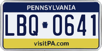 PA license plate LBQ0641