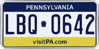 PA license plate LBQ0642