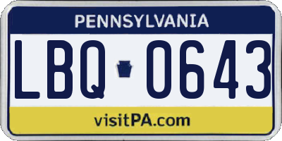 PA license plate LBQ0643