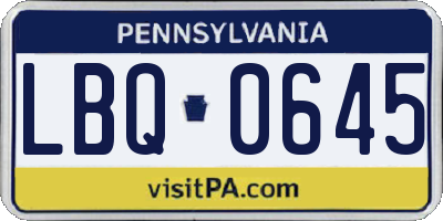PA license plate LBQ0645