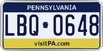 PA license plate LBQ0648