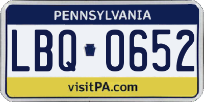 PA license plate LBQ0652