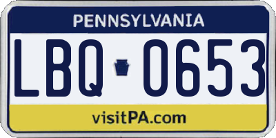 PA license plate LBQ0653