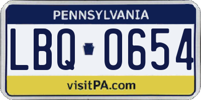 PA license plate LBQ0654