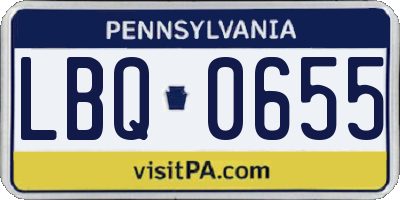 PA license plate LBQ0655
