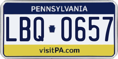 PA license plate LBQ0657