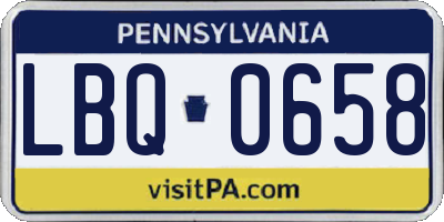 PA license plate LBQ0658