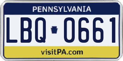 PA license plate LBQ0661