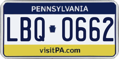 PA license plate LBQ0662