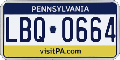 PA license plate LBQ0664